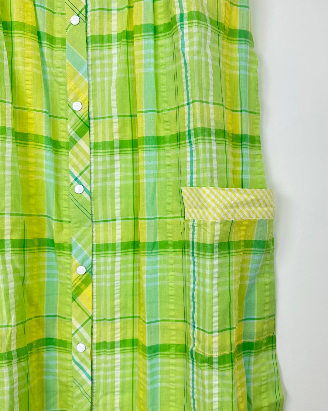 Green And Yellow Plaid House Dress - Size 8/10