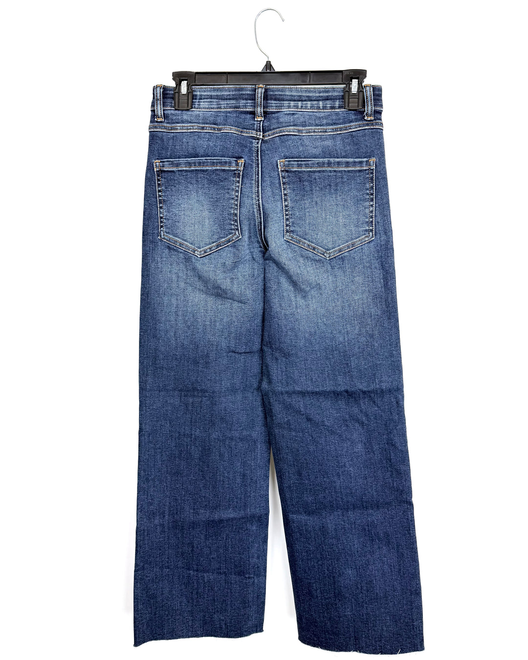 Dark Stone-Wash Faded Indigo Wide-Leg Jeans - Size 2/4