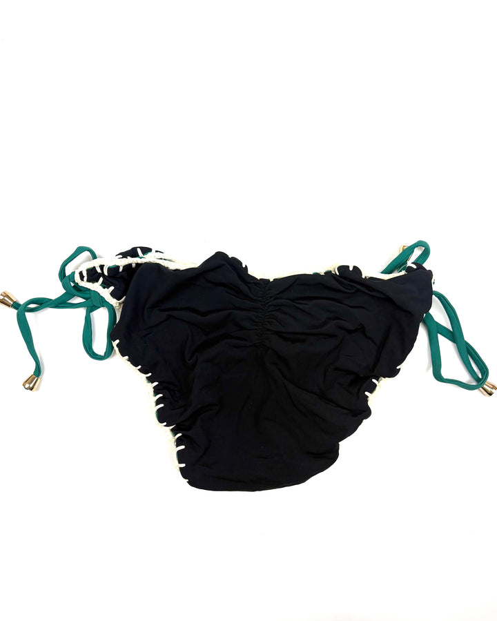 Emerald Green and Black Reversible Crochet String Bikini Bottom - XL