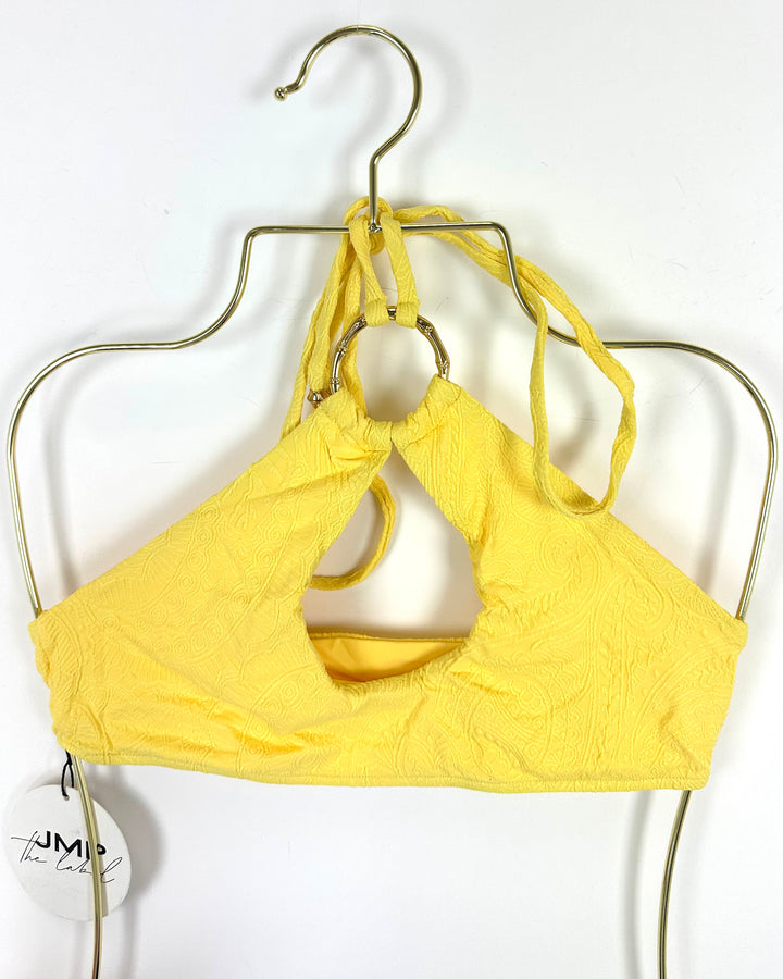Yellow Embossed Halter Bikini Top - L, XL, XXL