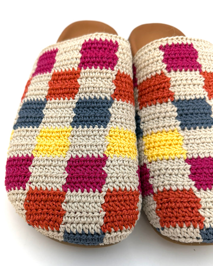 Beige Multi Checkered Clogs -  Size 7, 8 and 10