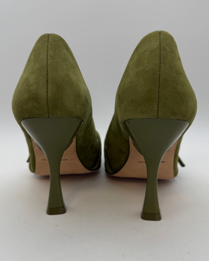 Olive Green Suede Heel - Size 6.5