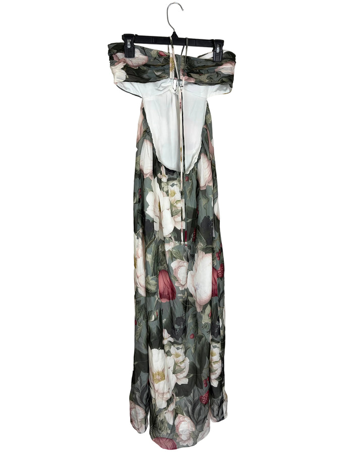 Sage Floral Halter Dress - Size 6/8