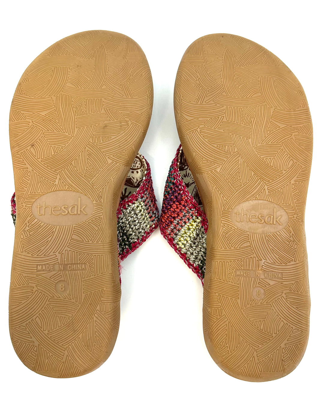 Dark Multi Color Crochet Sandals - Size 8