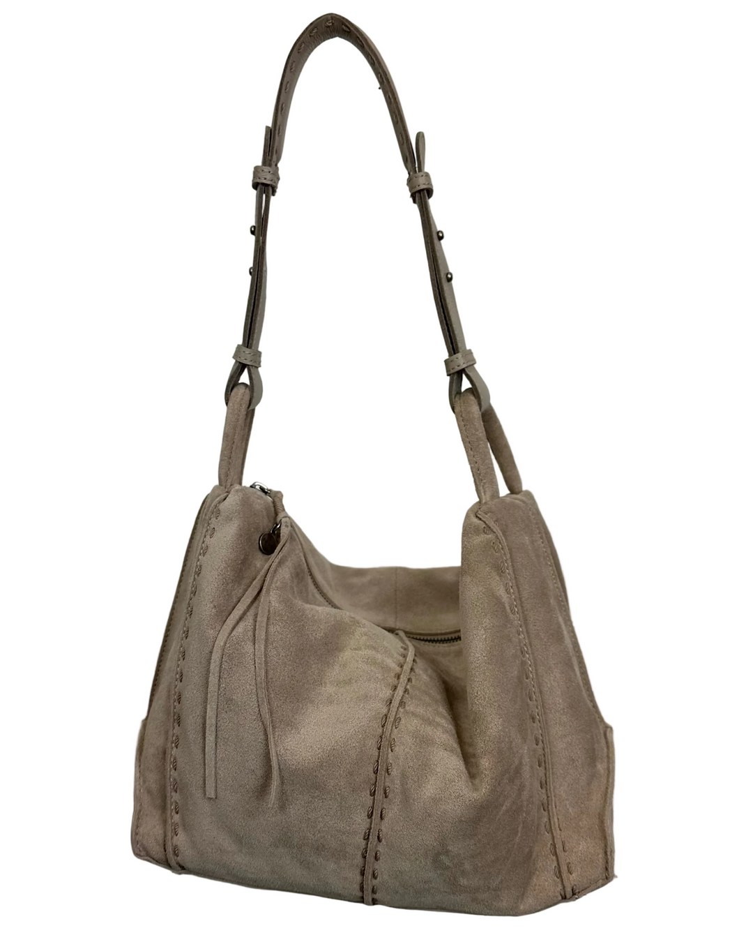 Sand Suede Shoulder Bag