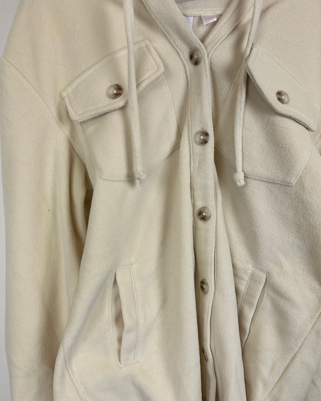 Cream Fleece Button-Up Sherpa Jacket- Size 6/8