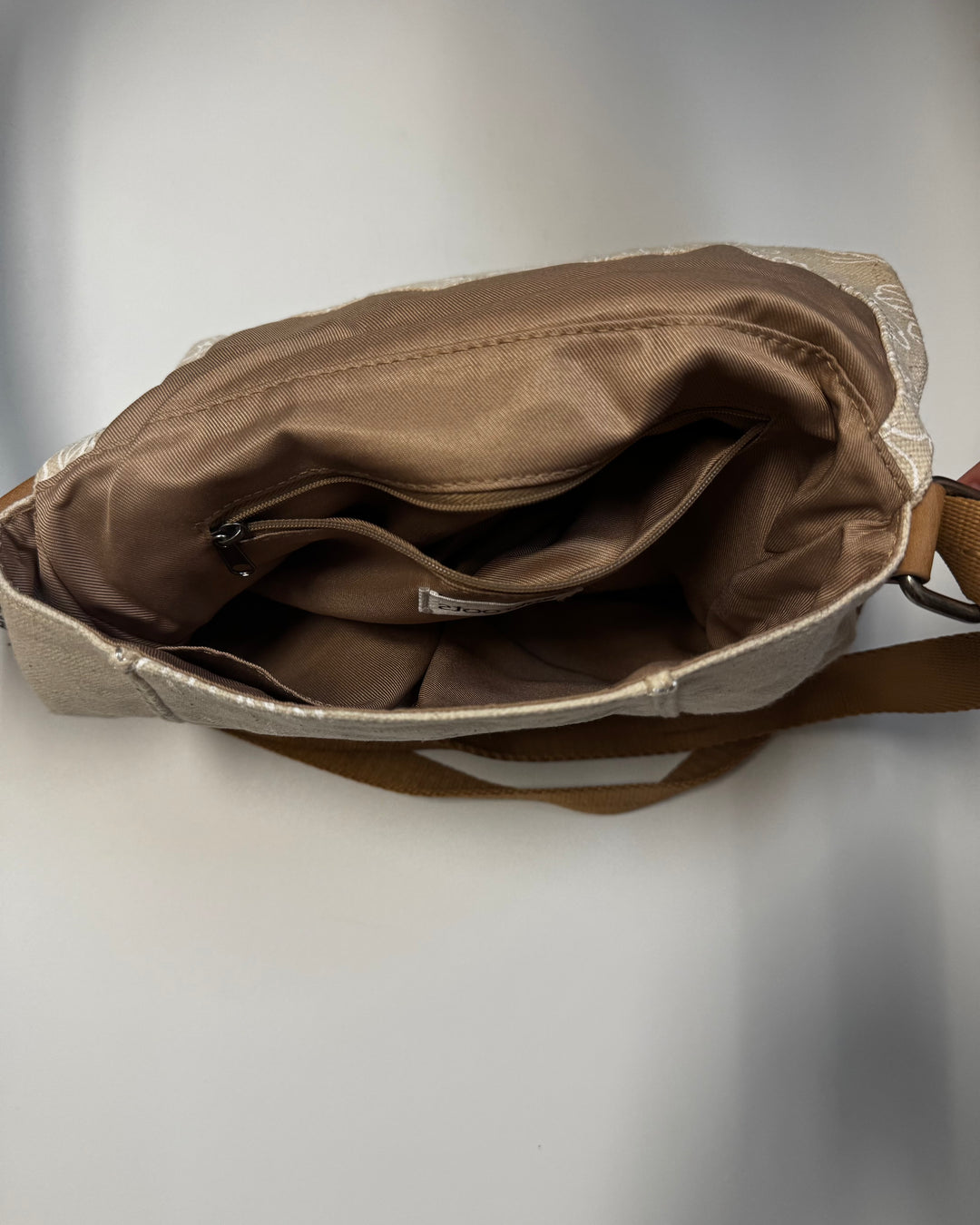 Light Sand Floral Print Sachel Bag