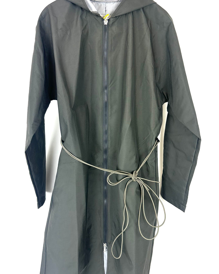 Dark Gray Long Raincoat With Bungee Belt - Size 2/4 and 10/12