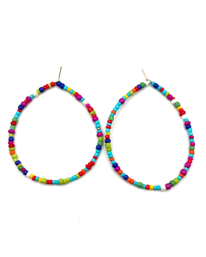 Multicolor Beaded Hoop Earrings
