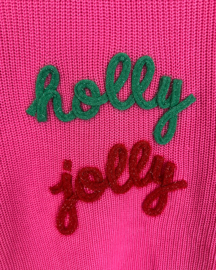 Pink Holly Jolly Sweater- Size 6/8