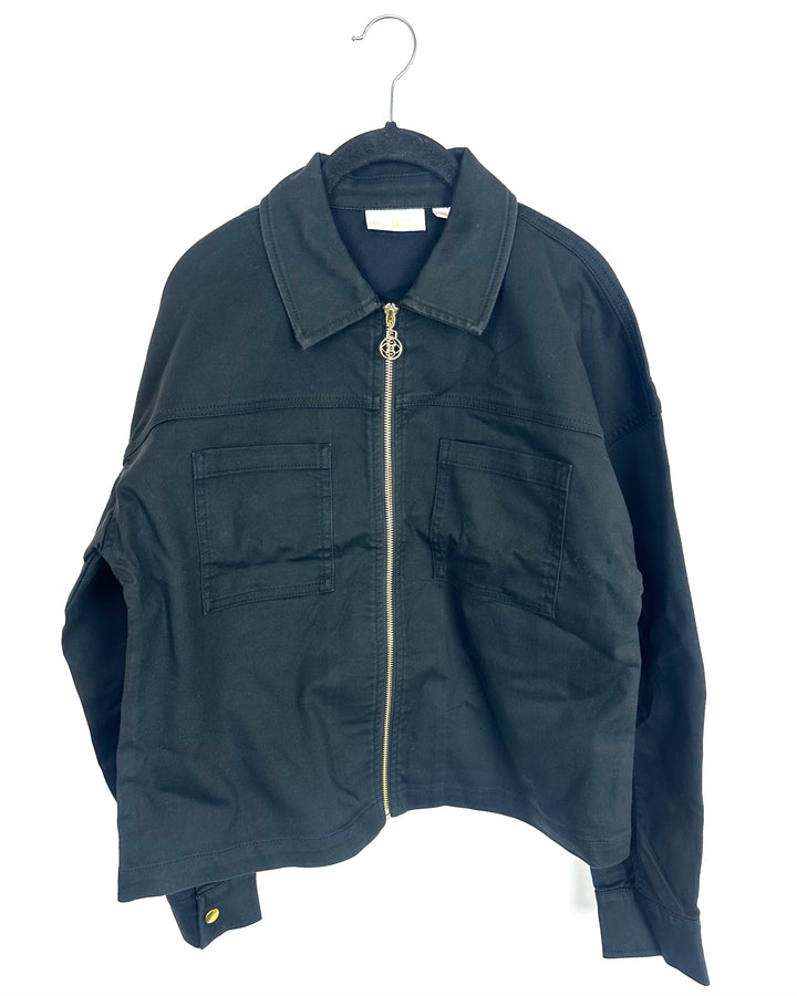 Black Lightweight Denim Jacket - Size 6/8