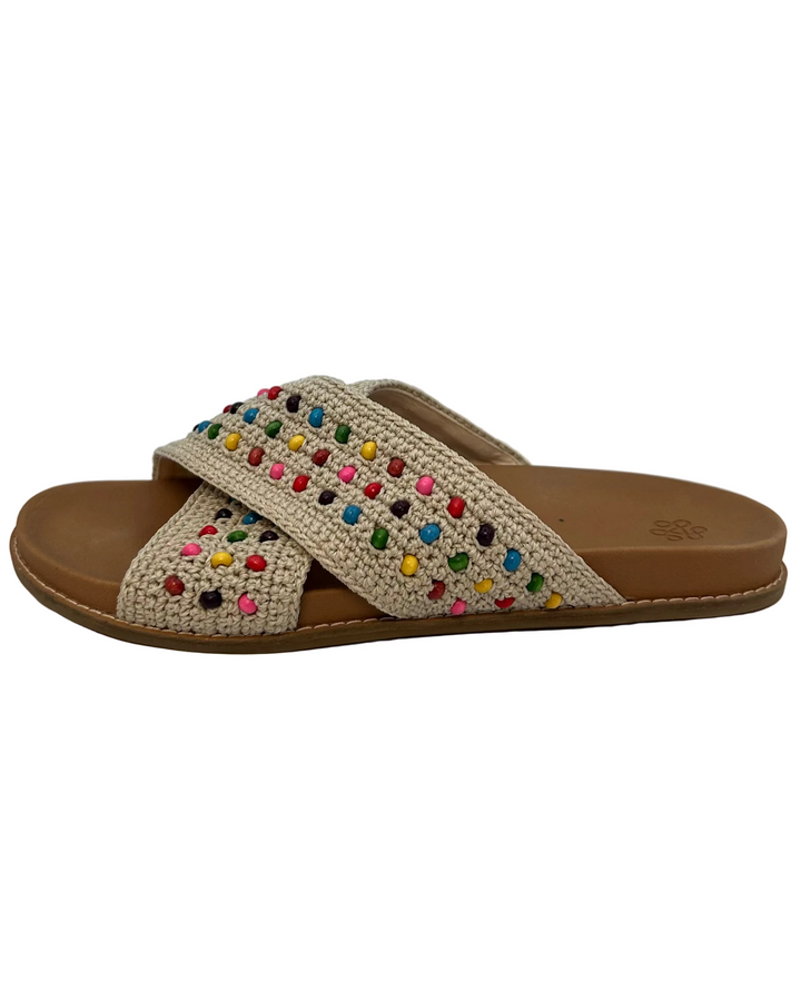 Beaded Criss Cross Sandals - Size 9