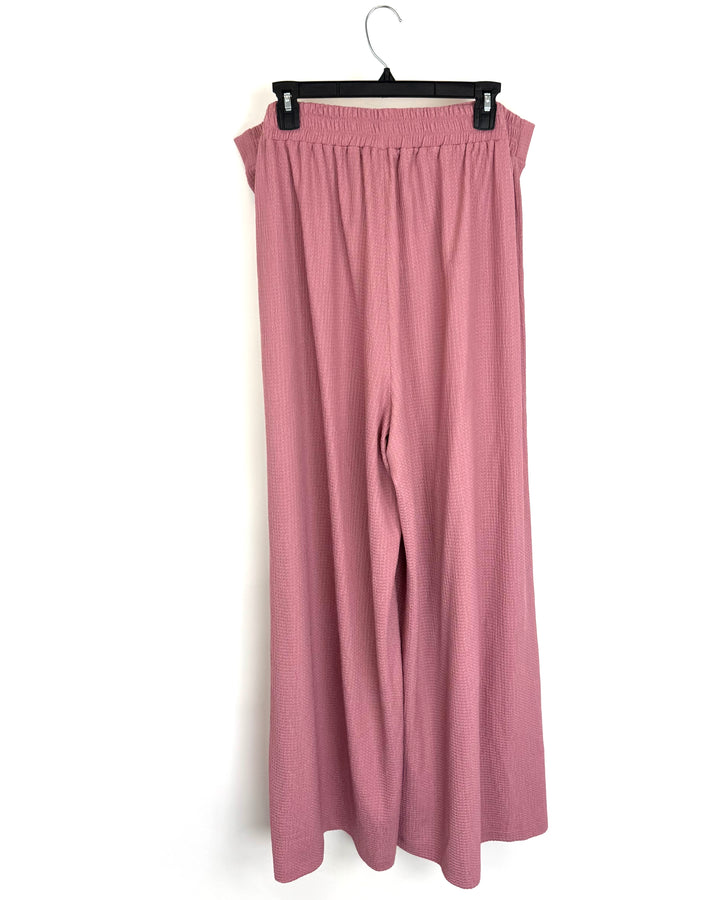 Rose Pink Textured Wide Leg Pants - Size 2X