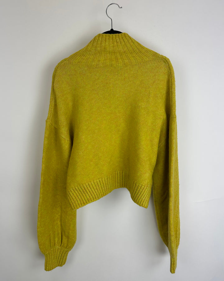 Cropped Yellow Quarter Zip Sweater - Size 2/4