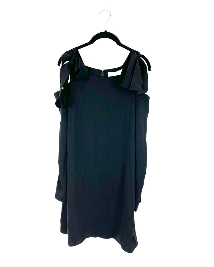 Black Cold Shoulder Long Sleeve Dress - Small