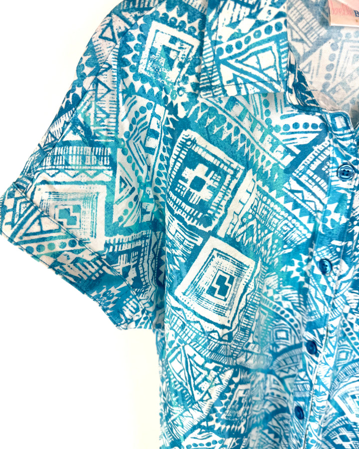 Blue Abstract Print Top - Size 6/8