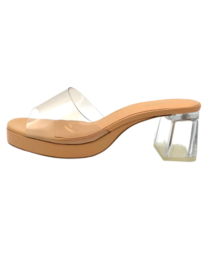 Tan And Clear Heel Sandal - 8.5