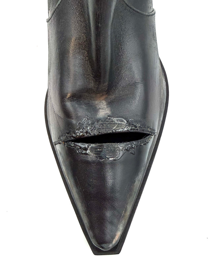 Black Toe Slit Booties - Size 41