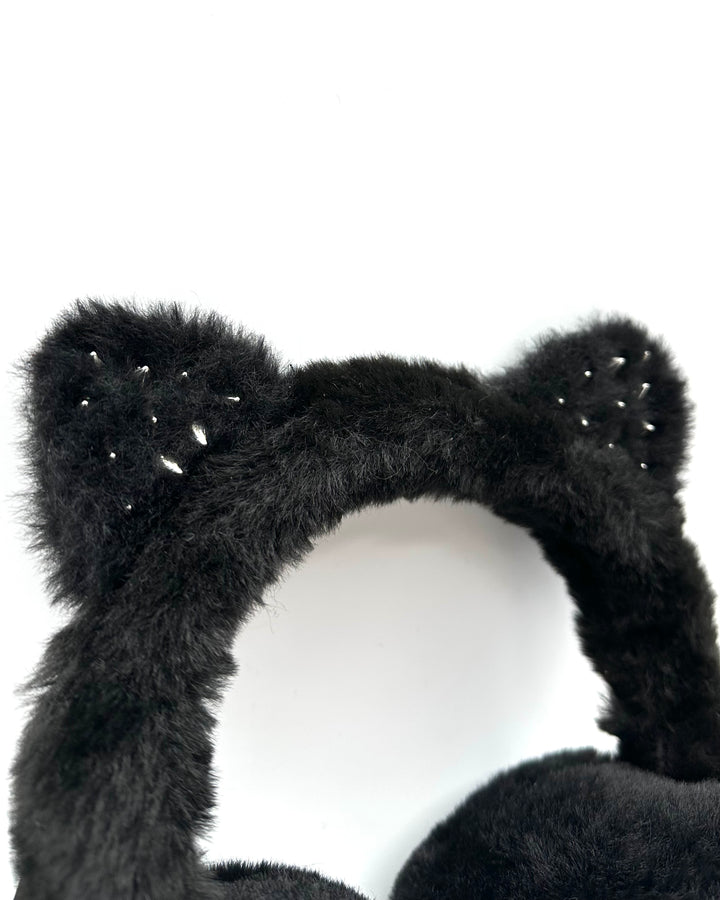 Black Cat Studded Earmuffs - One Size