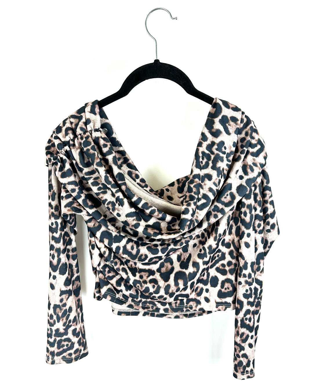 Cheetah Print Off The Shoulder Long Sleeve Top - Medium And Extra Large