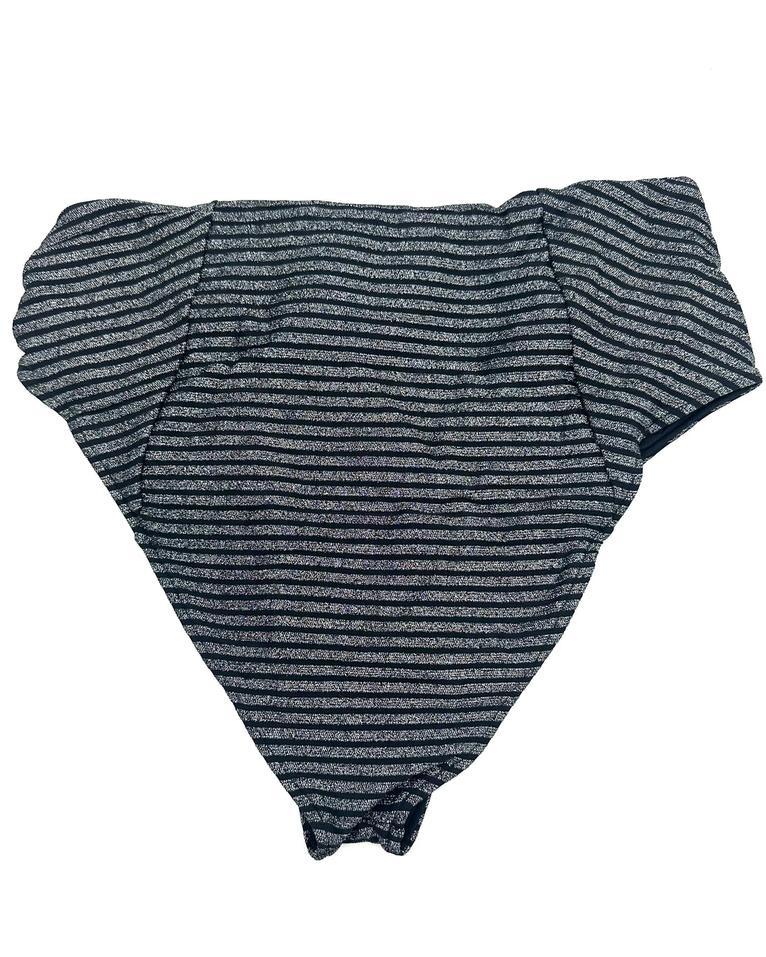 Metallic Black High Waist Moderate Coverage Bikini Bottom - XS, S, M, XL, XXL