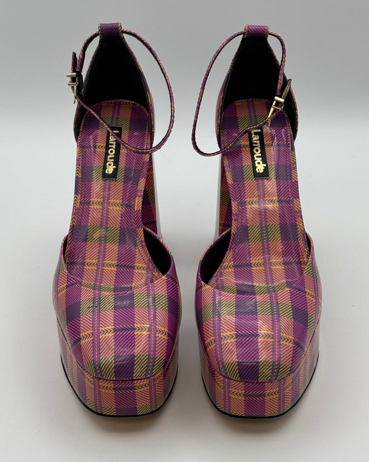 Purple Plaid Platform Heels - Size 7 and 7.5