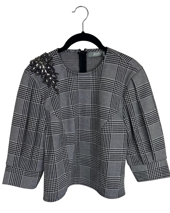 Black and White Houndstooth Top- 6/8