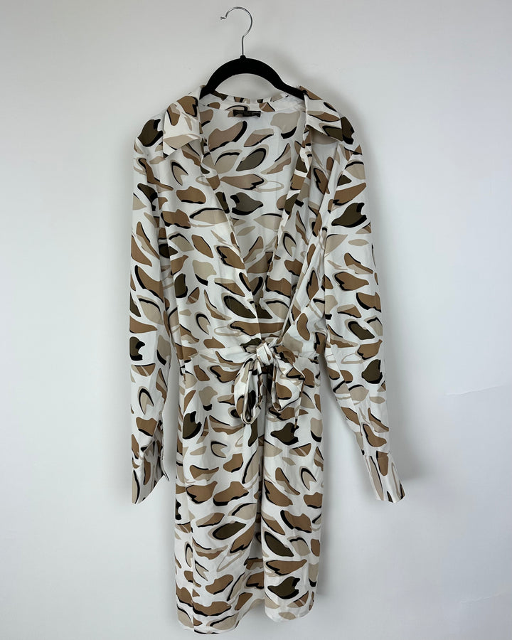 Abstract Mini Wrap Dress - Size 4/6