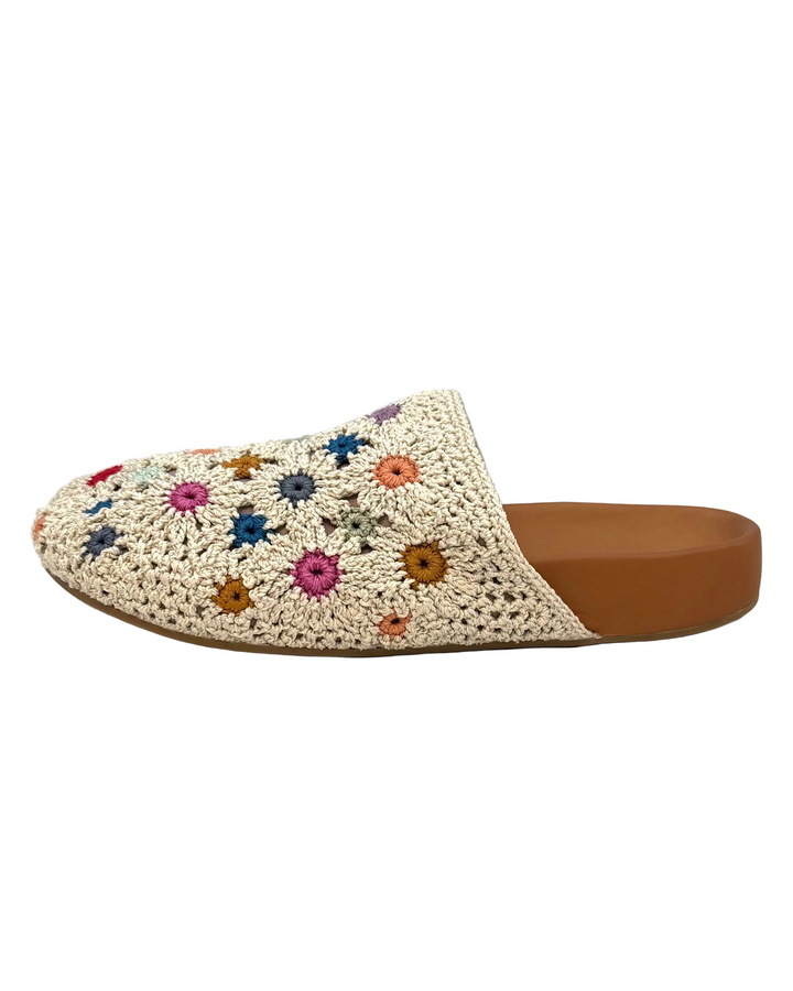 Floral Embroidered Crochet Clog - Size 8, 10, 11
