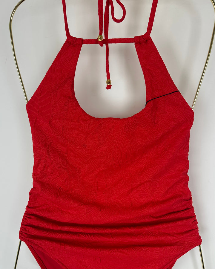 Red Embossed One Piece Swimsuit - Extra Small and Small