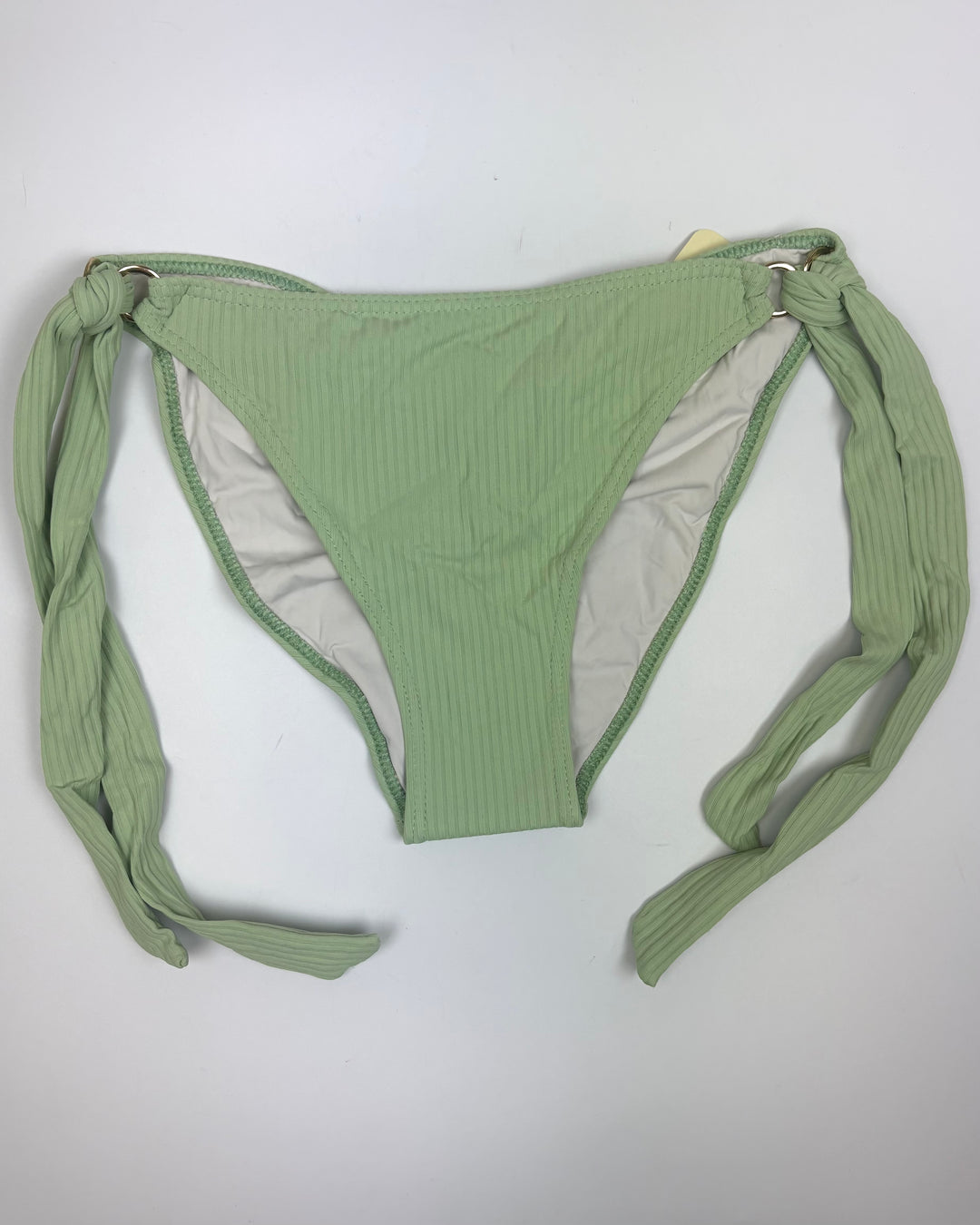 Mint Green & Gold Ring Ribbed Bikini Bottom - Small