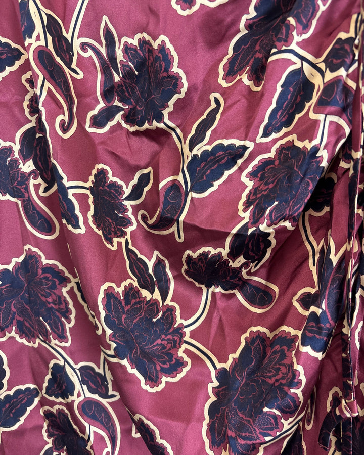 Berry Red Floral Patterned Skirt - Size 4/6