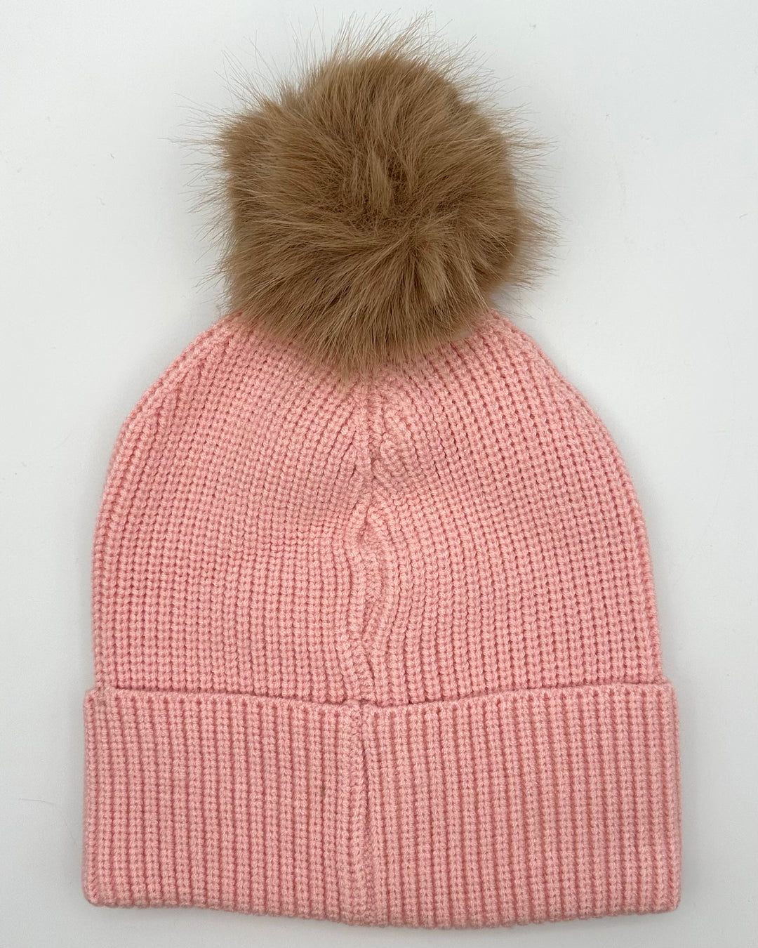 Blush Pink Knit Pom Pom Beanie