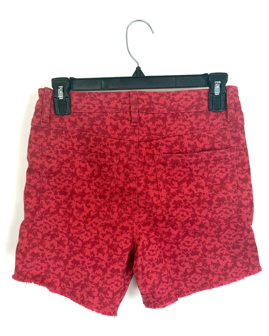 Dusty Red Abstract Denim Shorts - Size 4/6