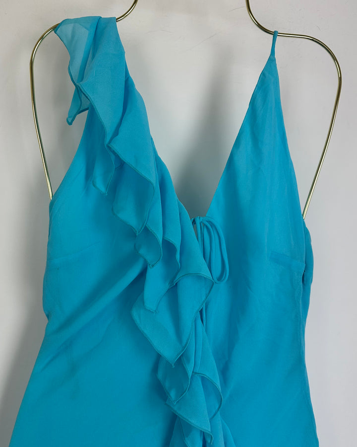NBD Bright Blue Ruffle Dress - Small