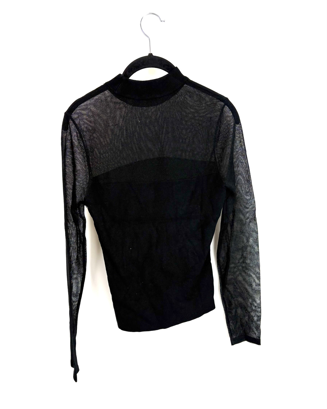 Black Top with Sheer Neckline - Size 4/6