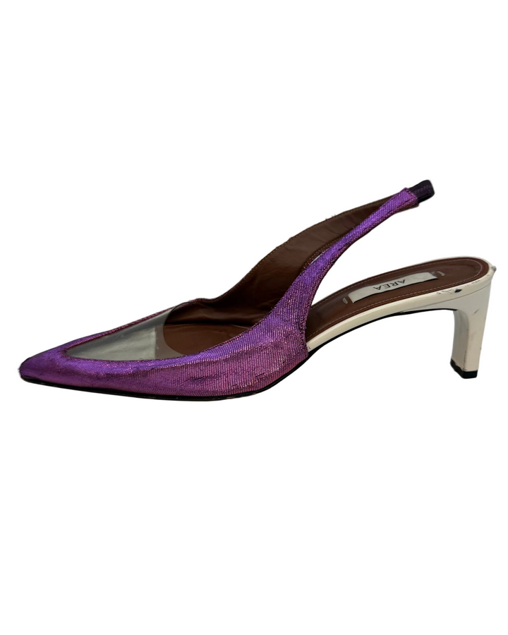 Textured Metallic Pink and White Heels - Size 40