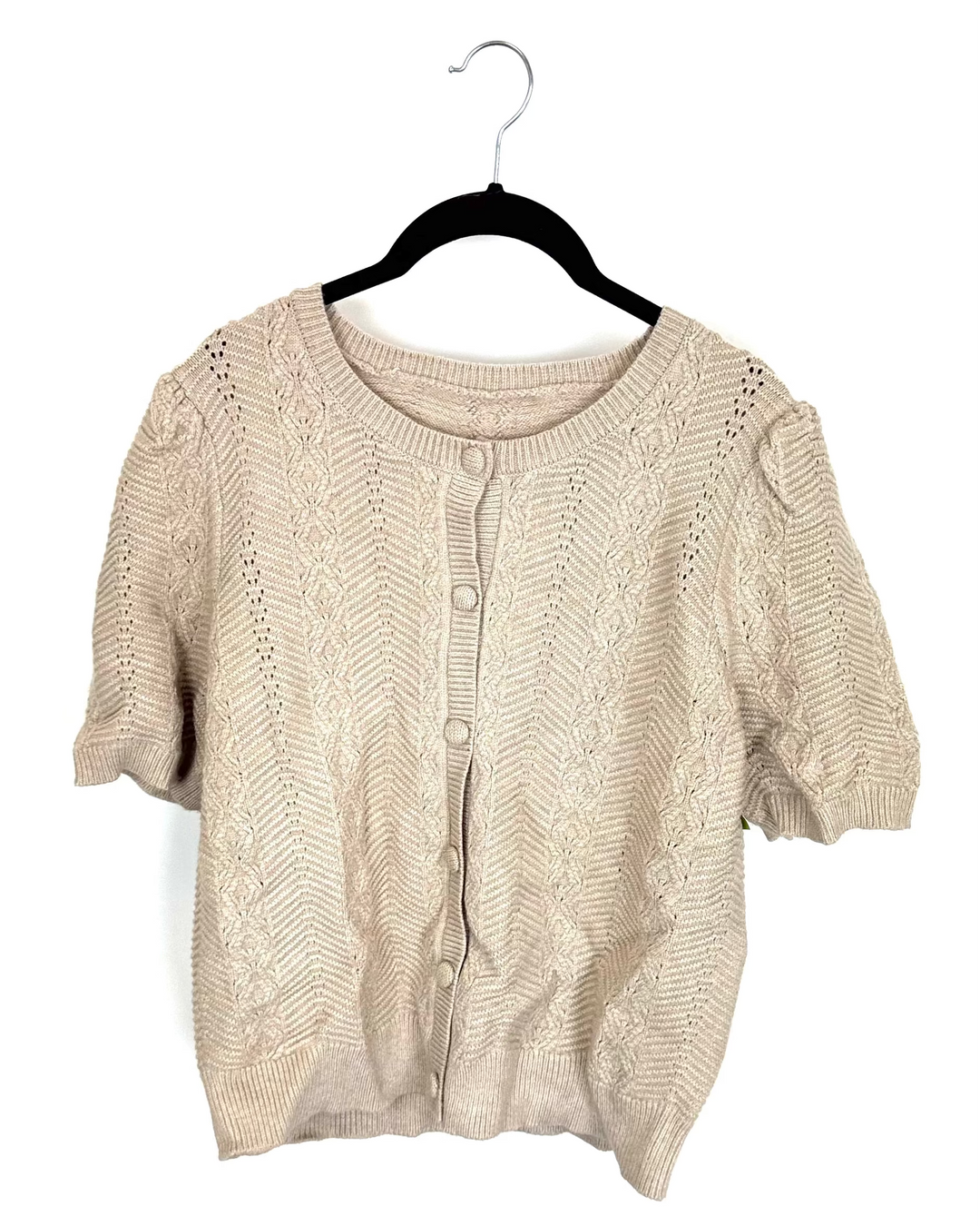 Oatmeal Pointelle Cardigan - Size 6/8