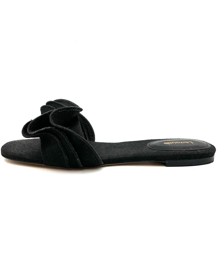 Black Raffia Ruffle Sandal - Size 9