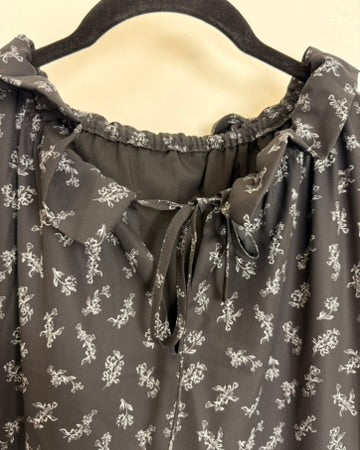 Black Floral Ruffle Dress - Size 10/12