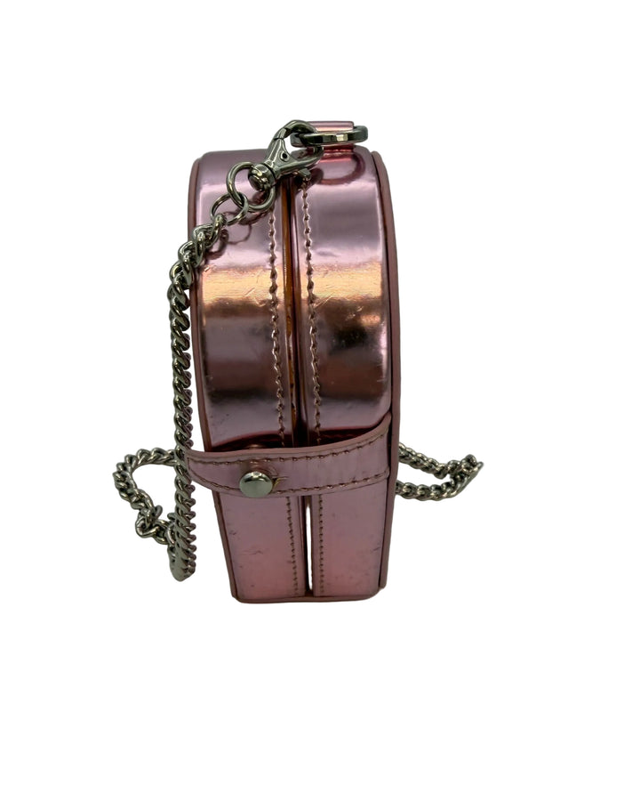Light Metallic Pink and Clear Heart Mini Bag