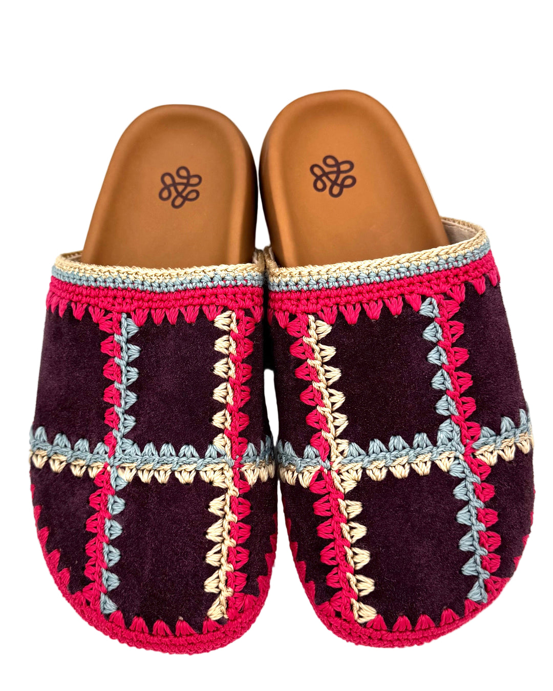Purple Suede & Crochet Clogs - Size 6