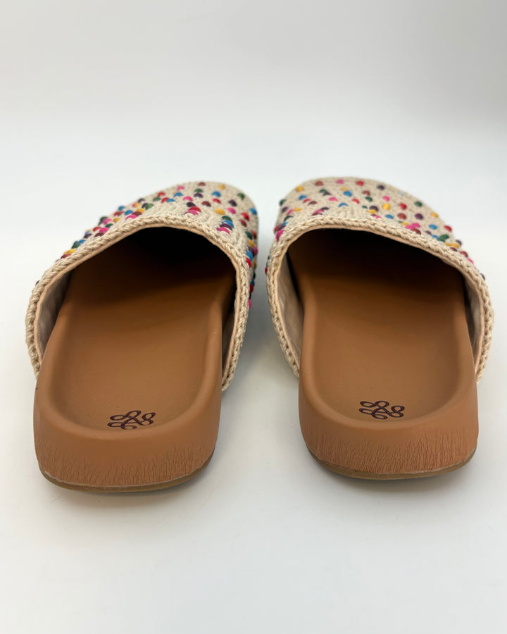 KIDS Tan Crochet Colorful Bead Clogs - 4Y and 5Y