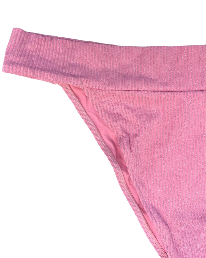 Pink Metallic Cheeky Bikini Bottom -  Extra Extra Large