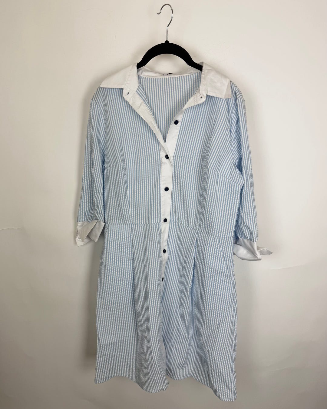 Blue & White Striped Textured Dress - Size 4/6