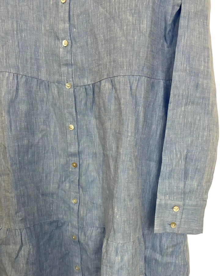 Sky Blue Long Linen Dress - XS, S, M, L, XL