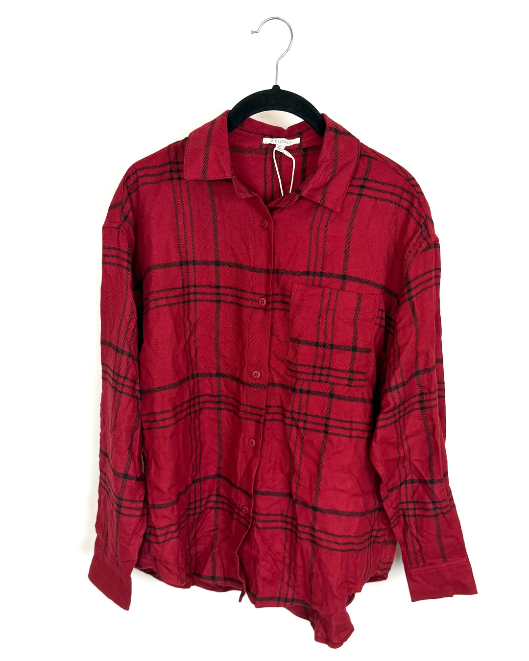 Red Long Sleeve Button Up- Size 0/2