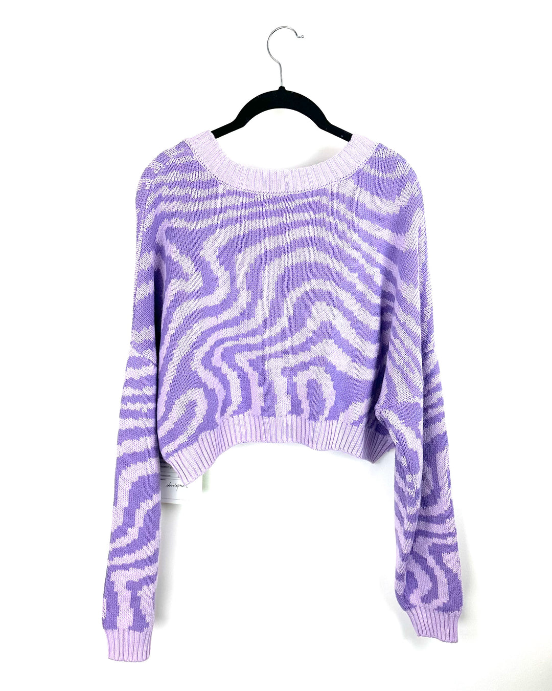 Purple Zebra Print Cropped Sweater- Medium