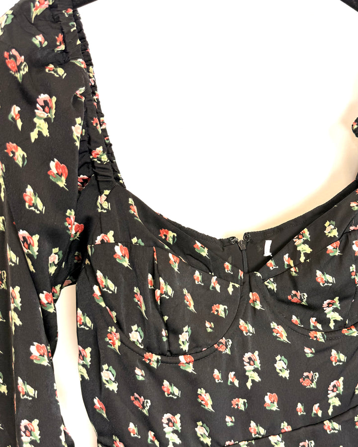Black Floral Dress - Size 6/8