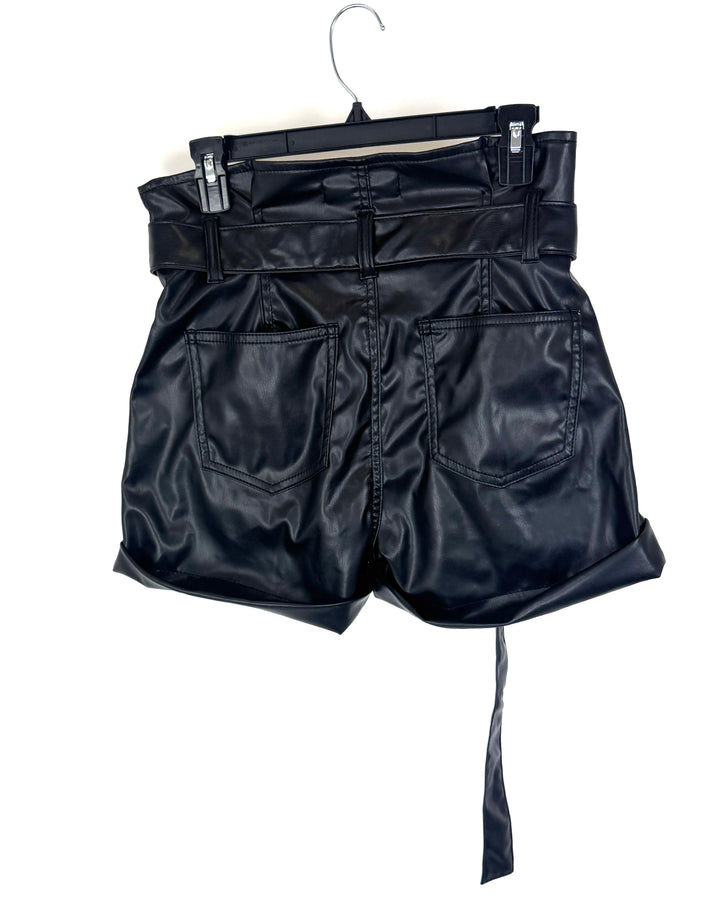 Black Faux Leather Shorts - Size 0/2